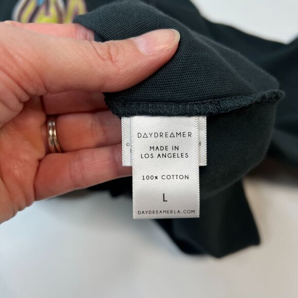 Daydreamer Def Leppard Cropped Top Long Sleeve Tee Black Leopard Large - Picture 9 of 10